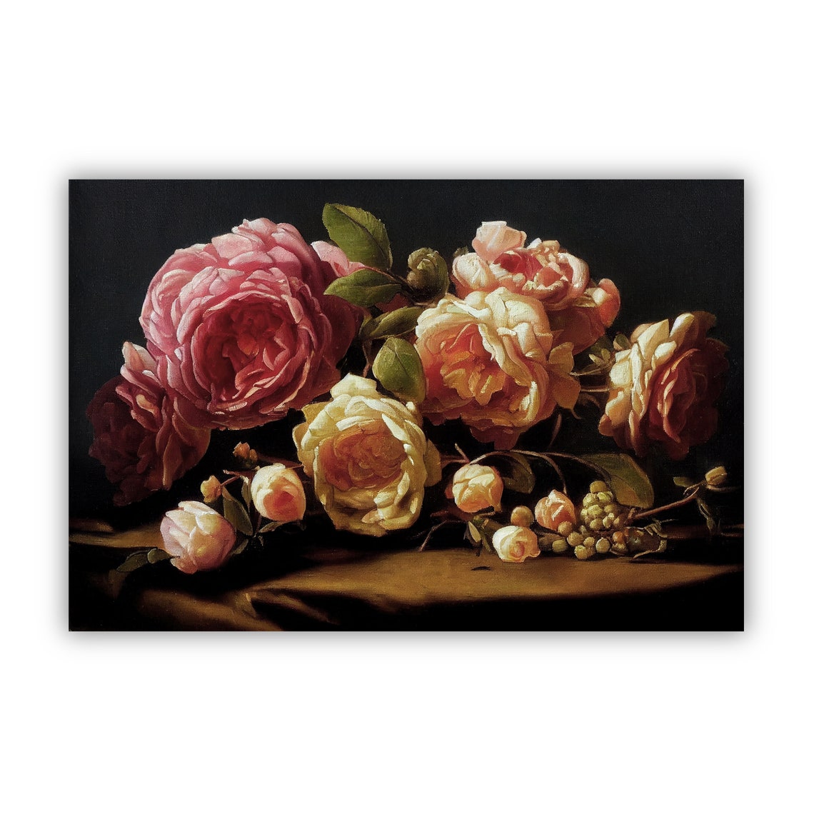 Flowers Oil Painting Flowers Still Life Poster Prints Flower Painting Prints Floral Texture Oil Painting Home Office Wall Art Decoration - Image 3