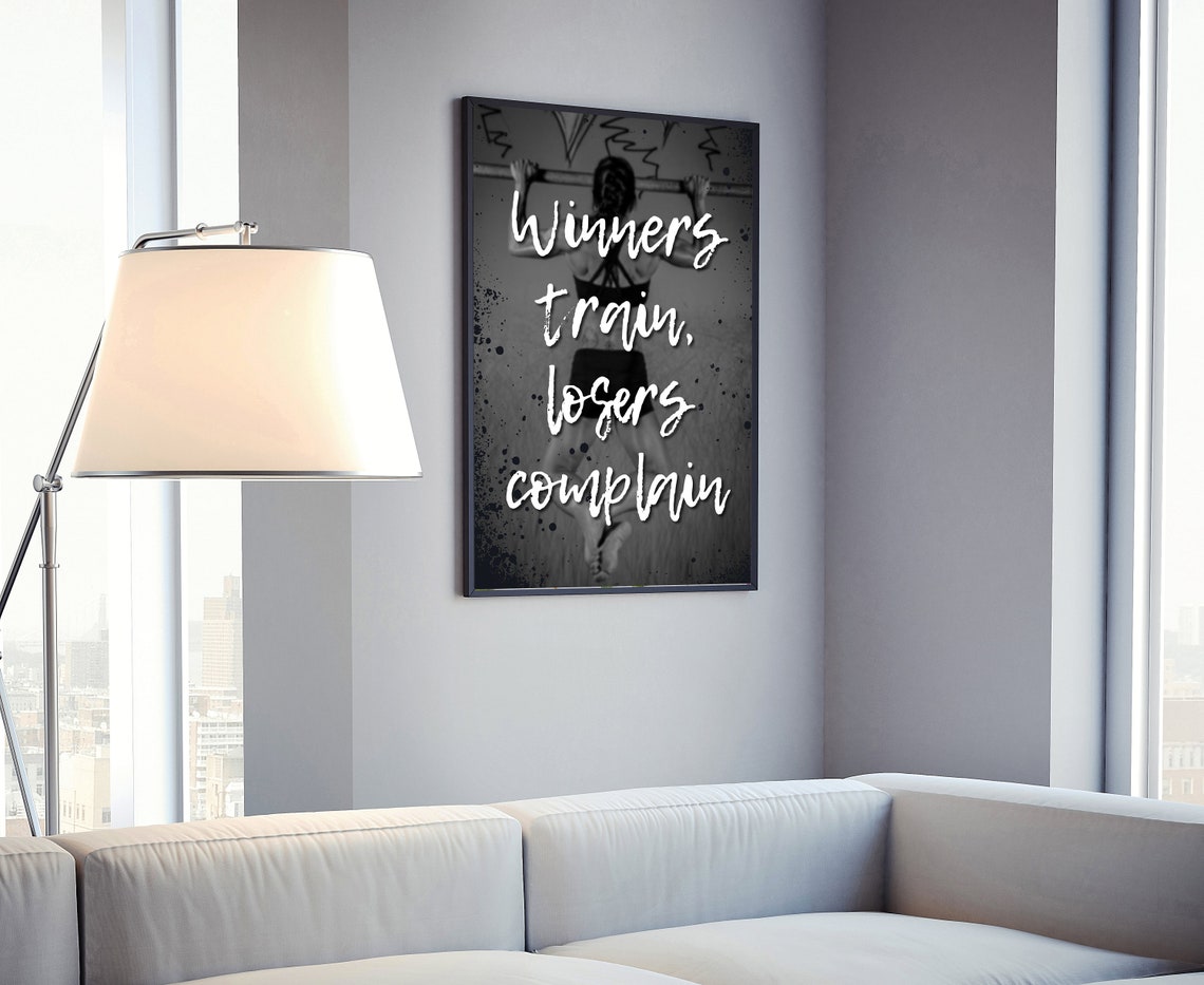Winners Train Losers Complain Gym Quote Woman Pullup Workout Poster - Image 4