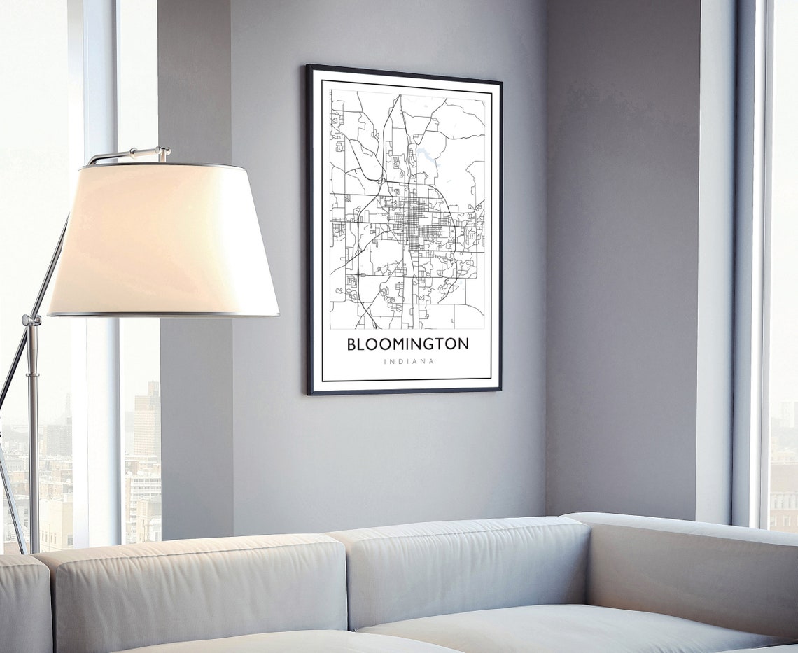 Bloomington Indiana Street Map Minimalist Black White City Map Poster - Image 4
