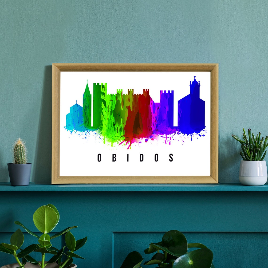 Obidos Portugal Poster Skyline Poster Cityscape Poster Portugal Landmark City Illustration Poster Home Wall Art Office Wall Art - Image 2