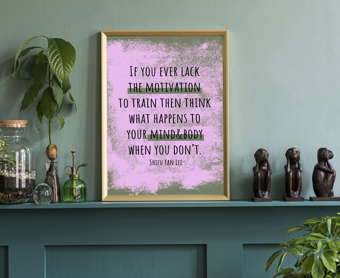 Shifu Yan Lei Train Quote Pink Paint Splatter Gym Motivational Poster - Image 4