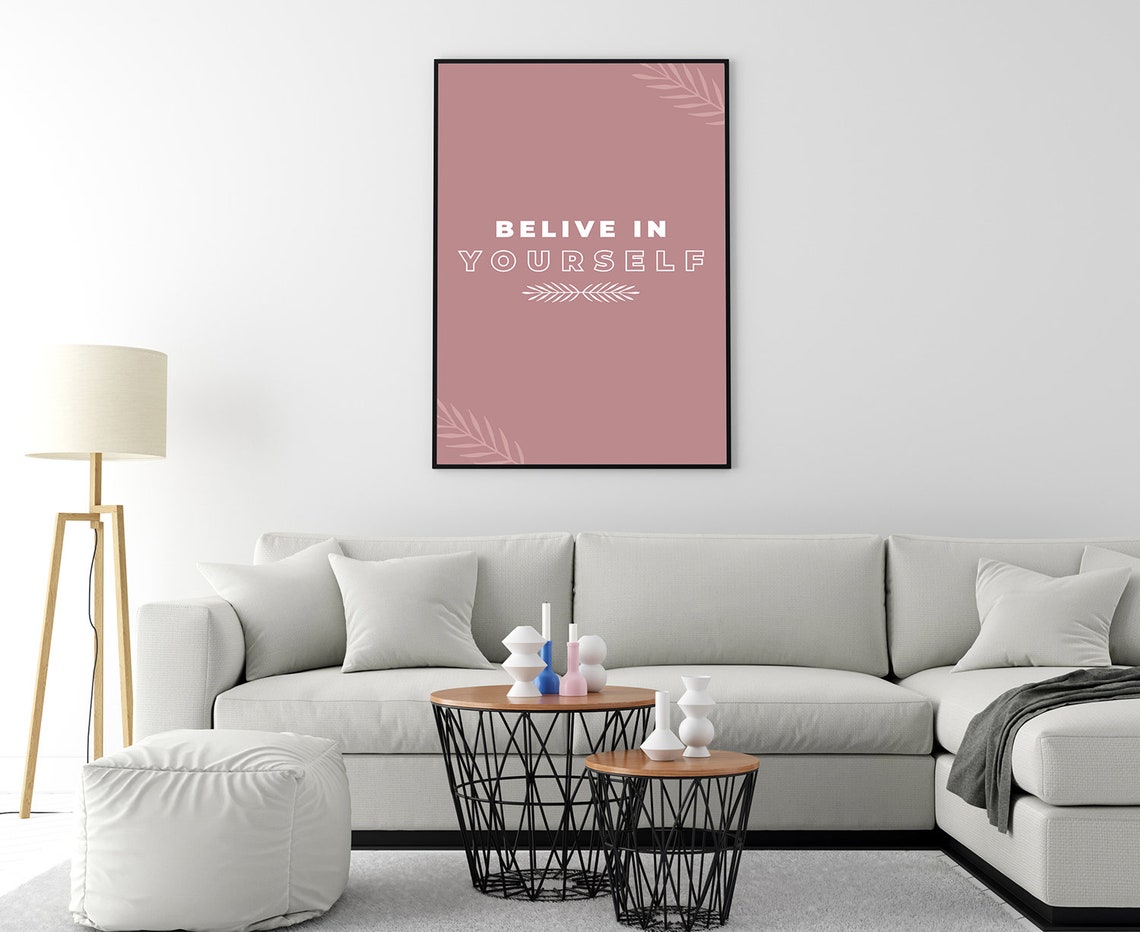 Believe In Yourself Dusty Rose Minimalist Affirmation Quote Poster - Image 4