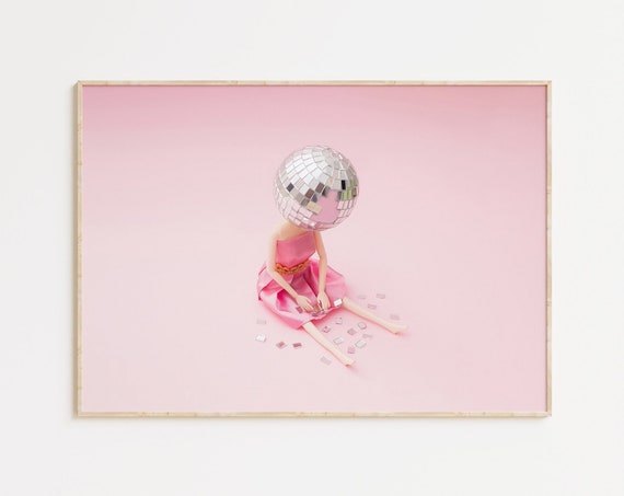 Sad Doll Disco Ball Y2K Dorm Room Art Print