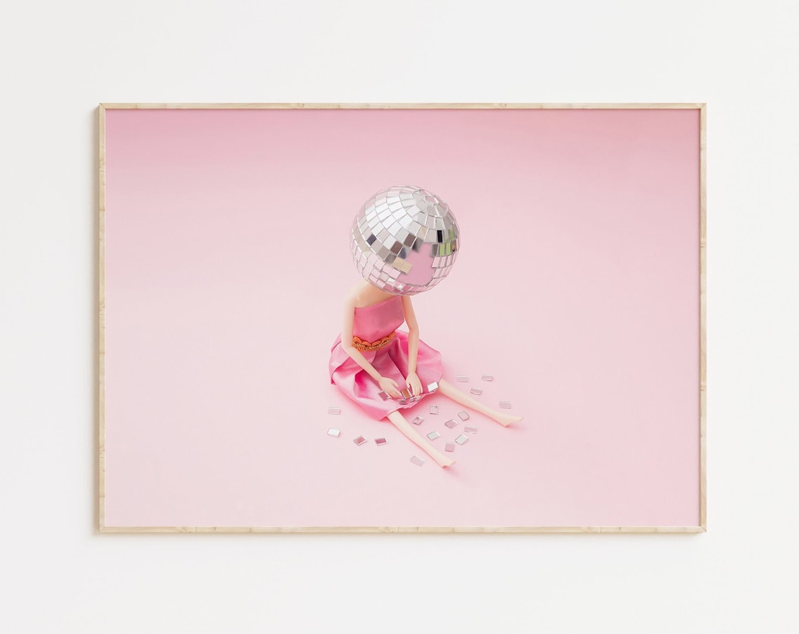 Sad Doll Disco Ball Y2K Dorm Room Art Print