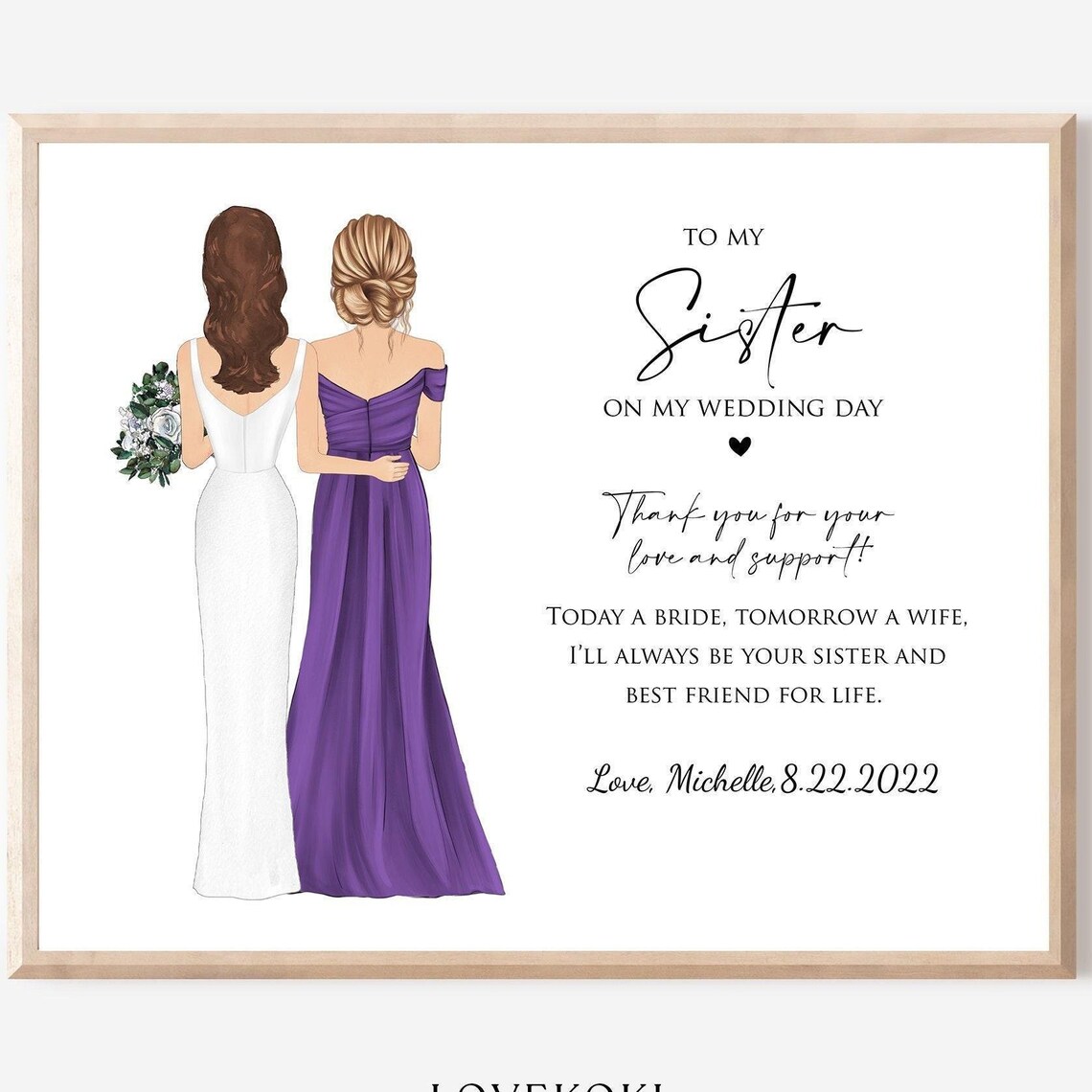 Sister Of The Bride Wedding Day Bride Illustration Gift Poster
