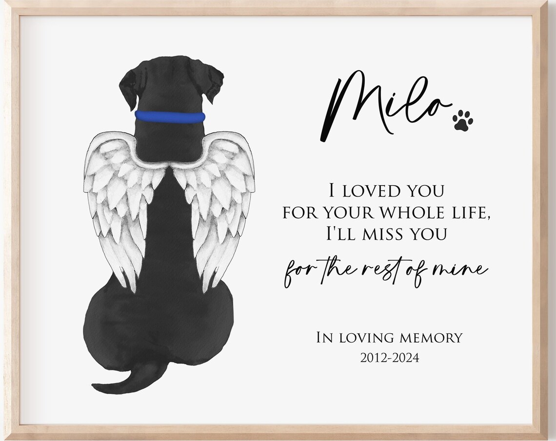 Milo Angel Dog In Loving Memory 2012-2024 Pet Loss Memorial Poster
