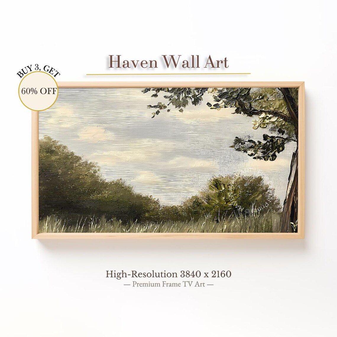 Summer Field Trees Oil Painting Country Landscape Nature Poster