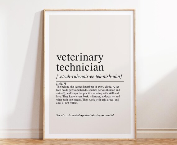 Veterinary Technician Dictionary Definition Gift Appreciation Poster