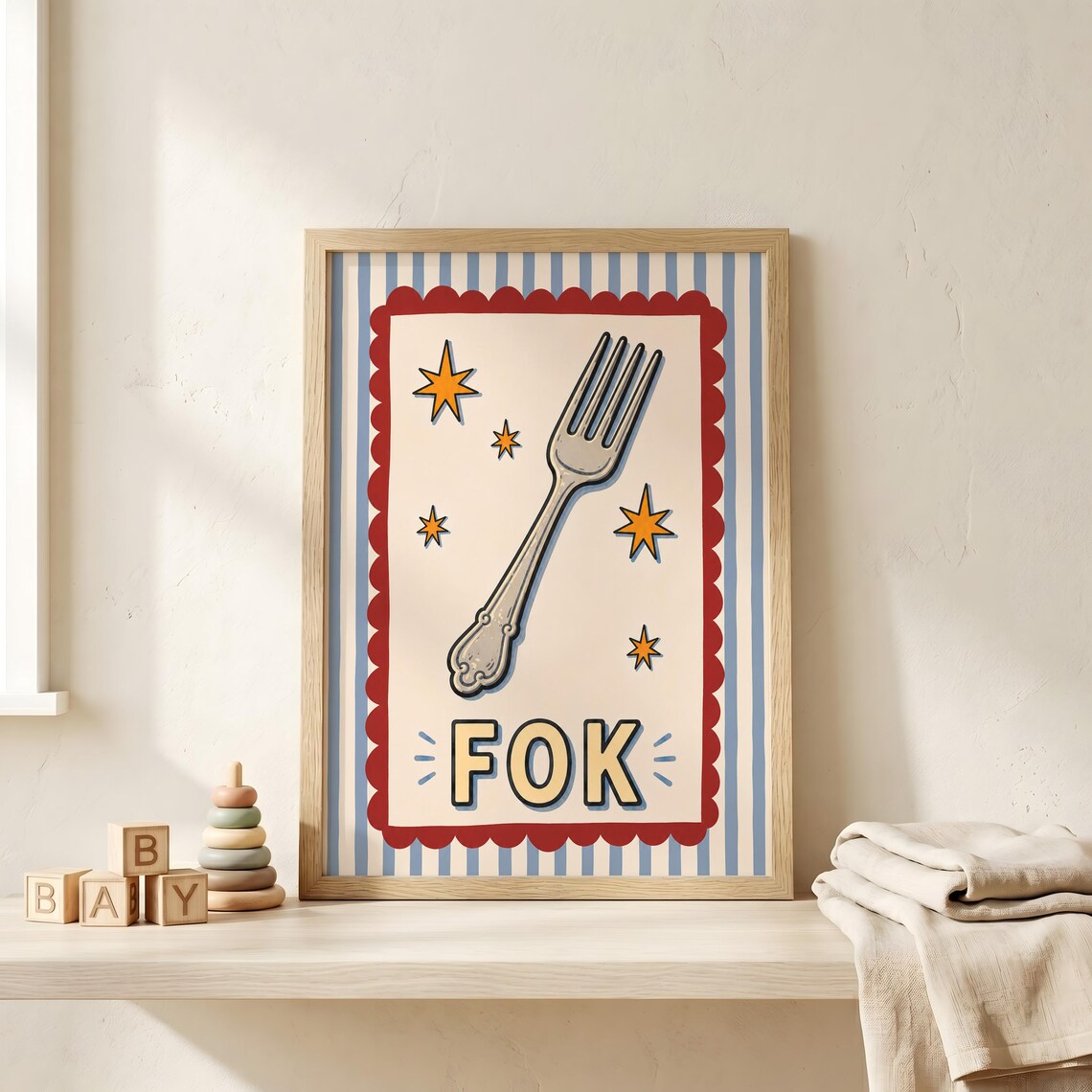 Toddler Boy Nursery Wall Art - First Word Poster Print