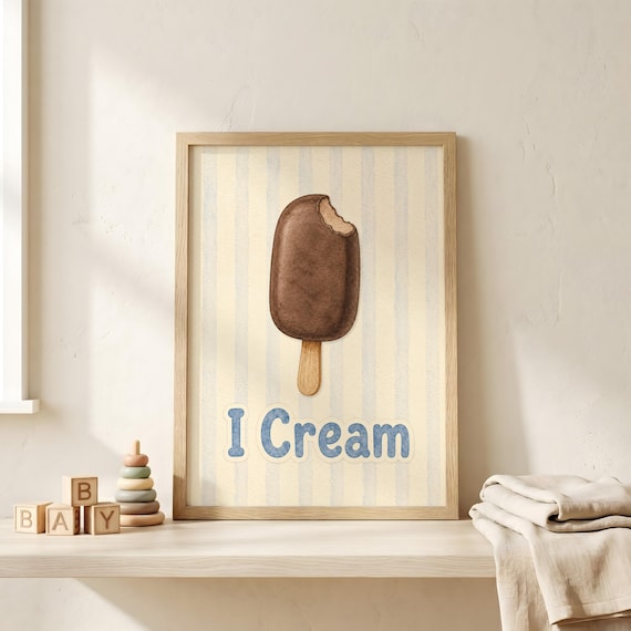 I Cream Chocolate Ice Cream Bar Nursery Print for a Baby Boy Room