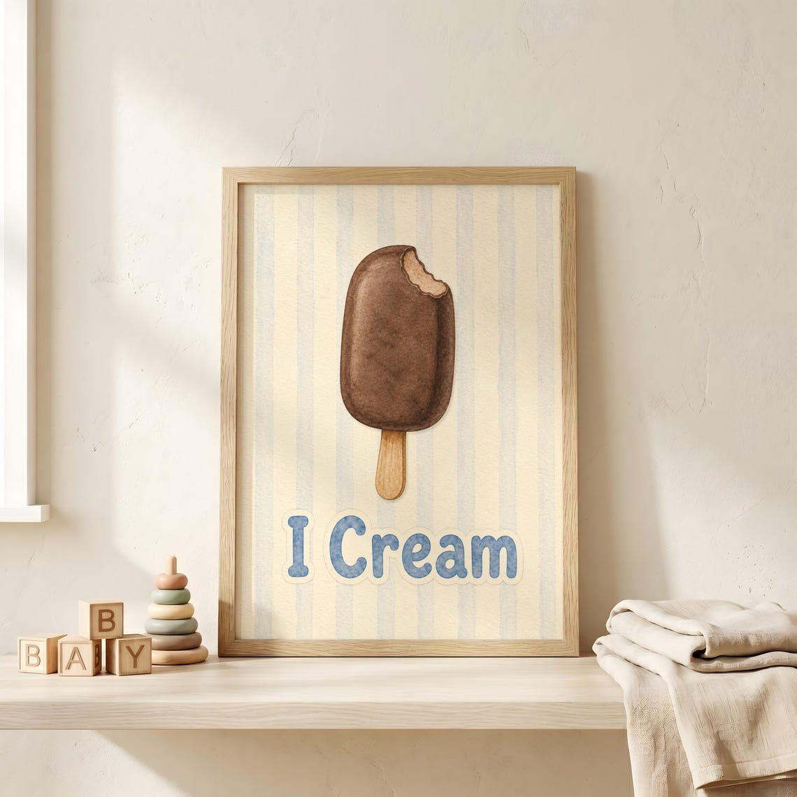 I Cream Chocolate Ice Cream Bar Nursery Print for a Baby Boy Room