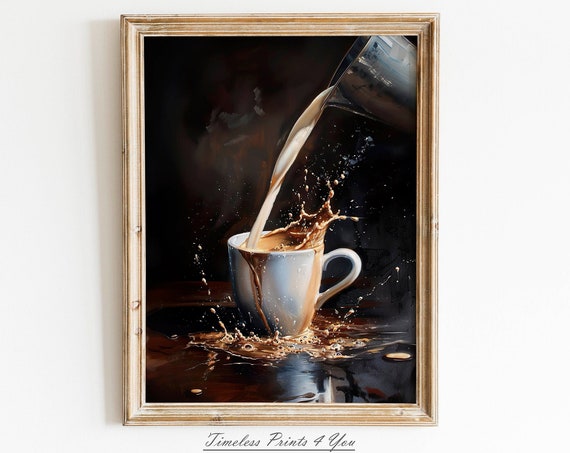 Coffee Print Painting Paint Vintage Shop Art Prints Kitchen Wall Cup
