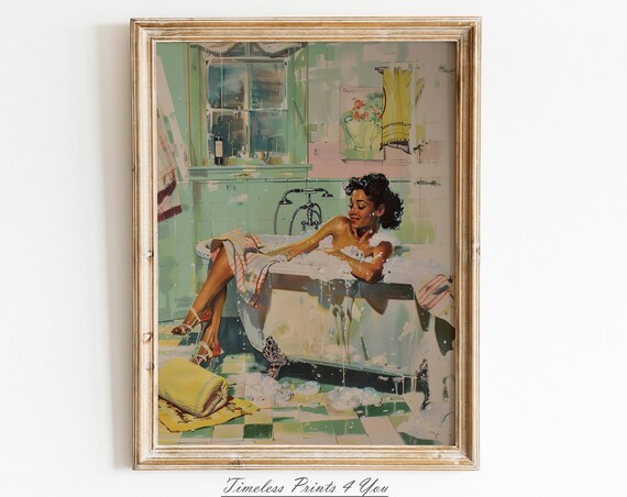 African Vintage Wall Art Print for Bathroom Decor