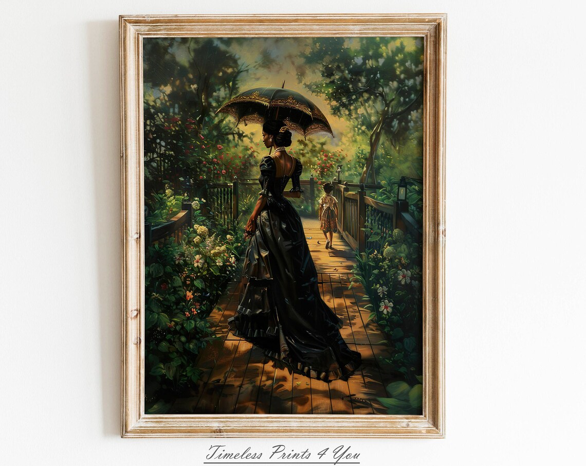 Victorian Black Girl Portrait, Vintage Art Print