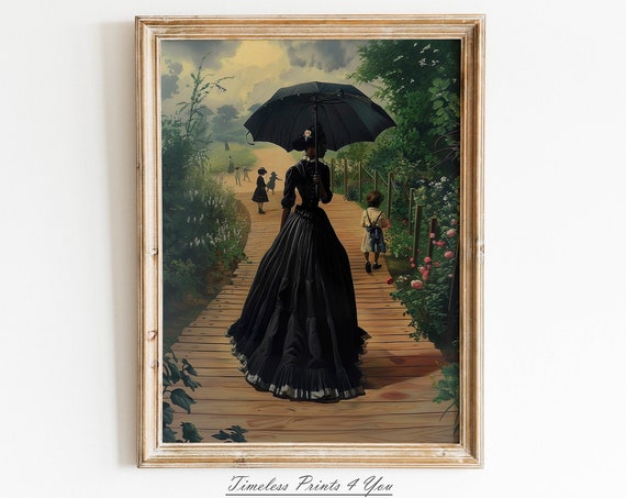 Victorian Print Black Girl African Painting Vintage Afro Woman Portrait Art