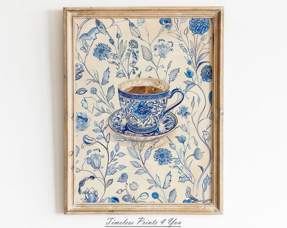Coffee Print Painting Paint Vintage Antique Cup Wall Art Shop Prints Bar Lover Gift