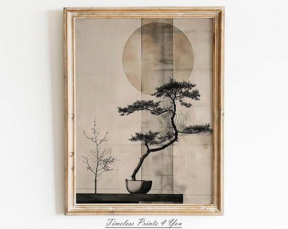 Japandi Wall Art Decor Japanese Wabi Sabi Neutral Tree Japans