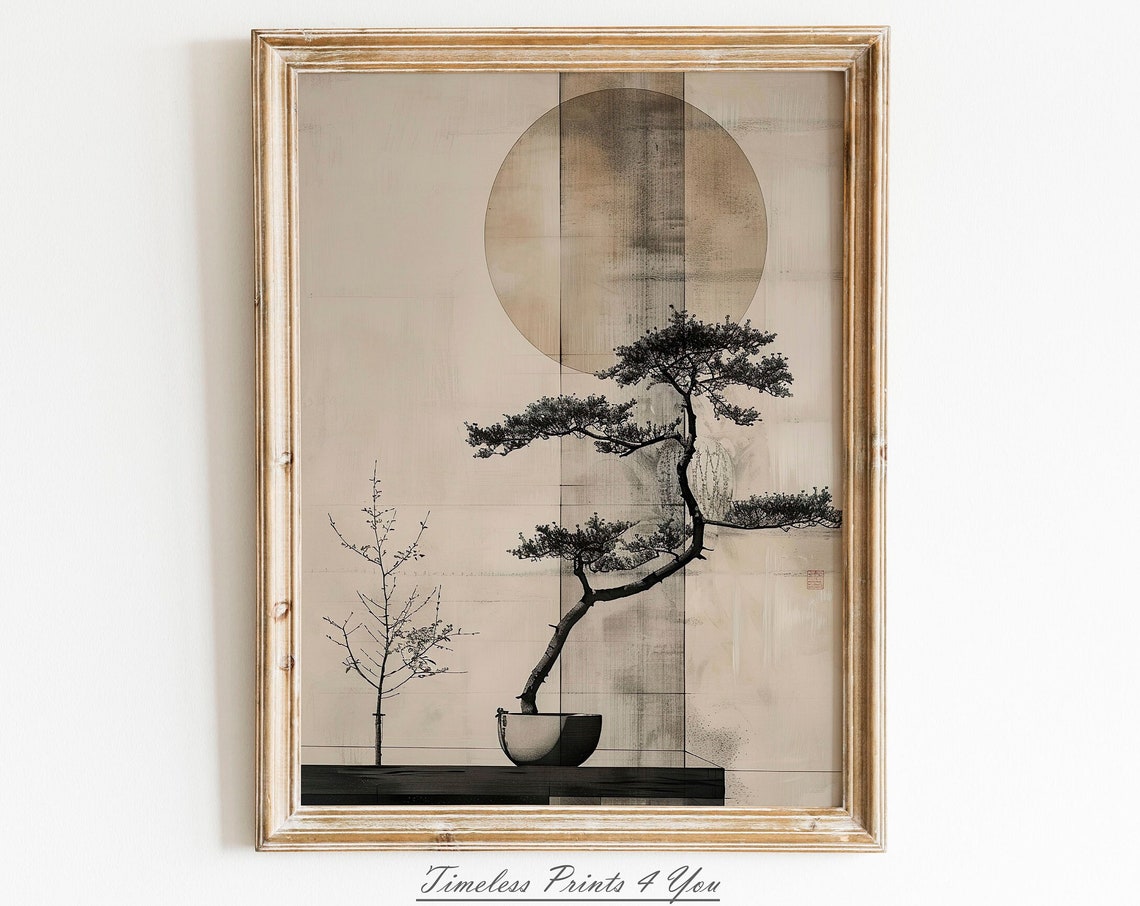 Japandi Wall Art Decor Japanese Wabi Sabi Neutral Tree Japans