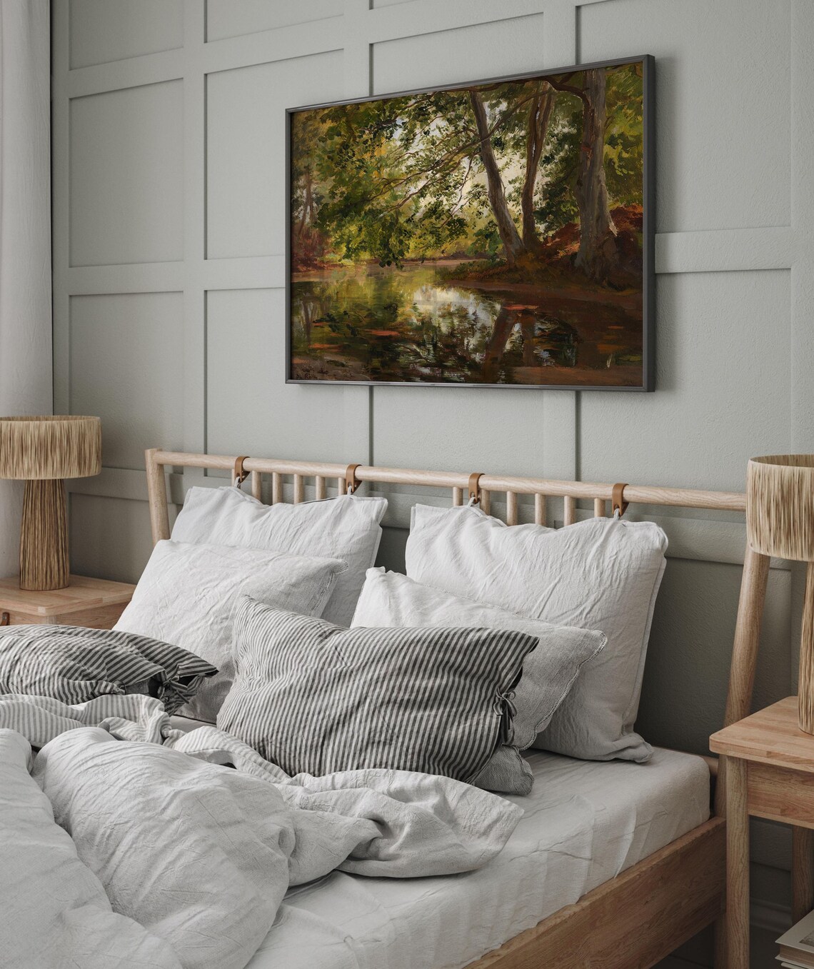 Forest Pond Reflections Green Summer Oil Painting Landscape Poster - Image 6