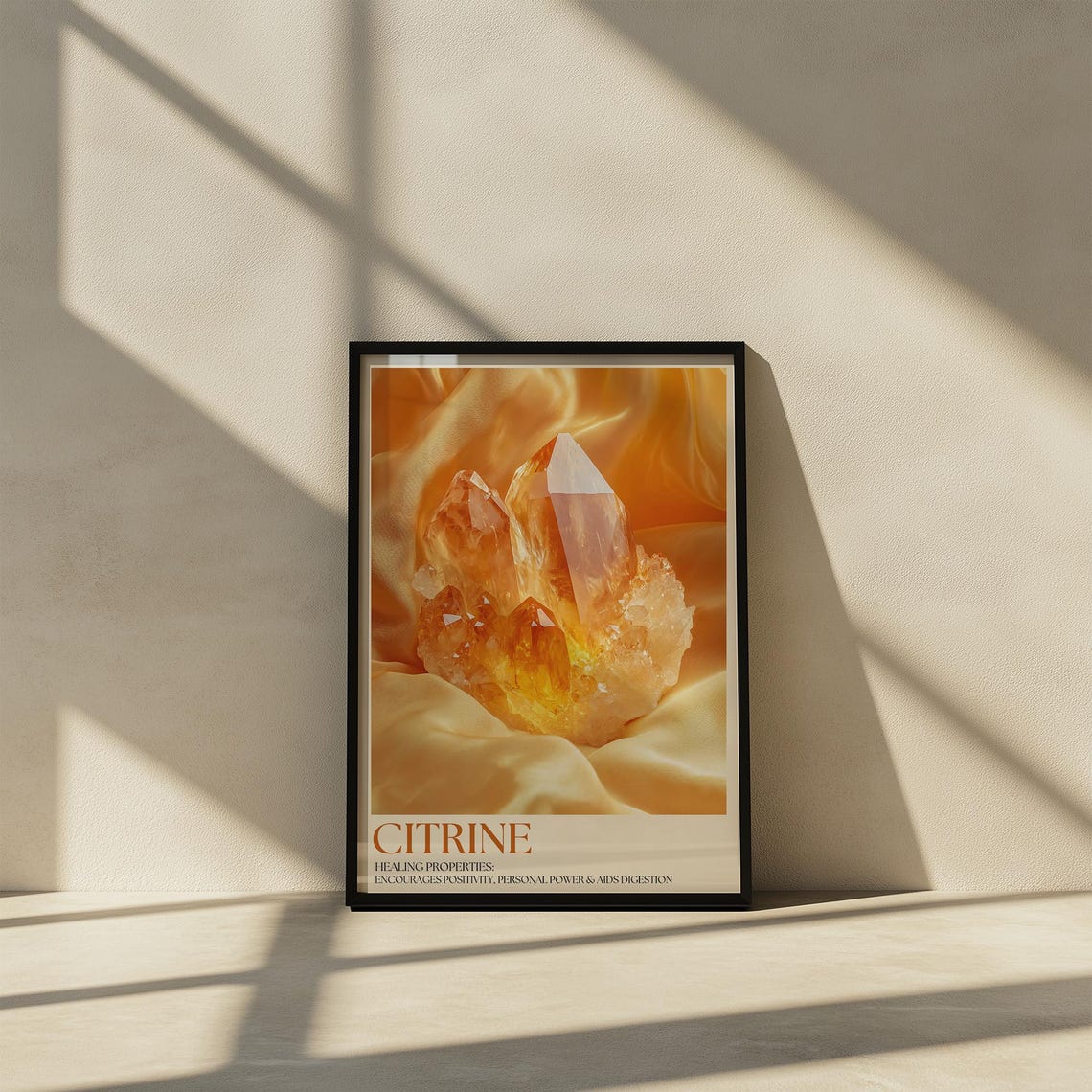 Citrine Healing Crystal Positive Energy Golden Cluster Poster