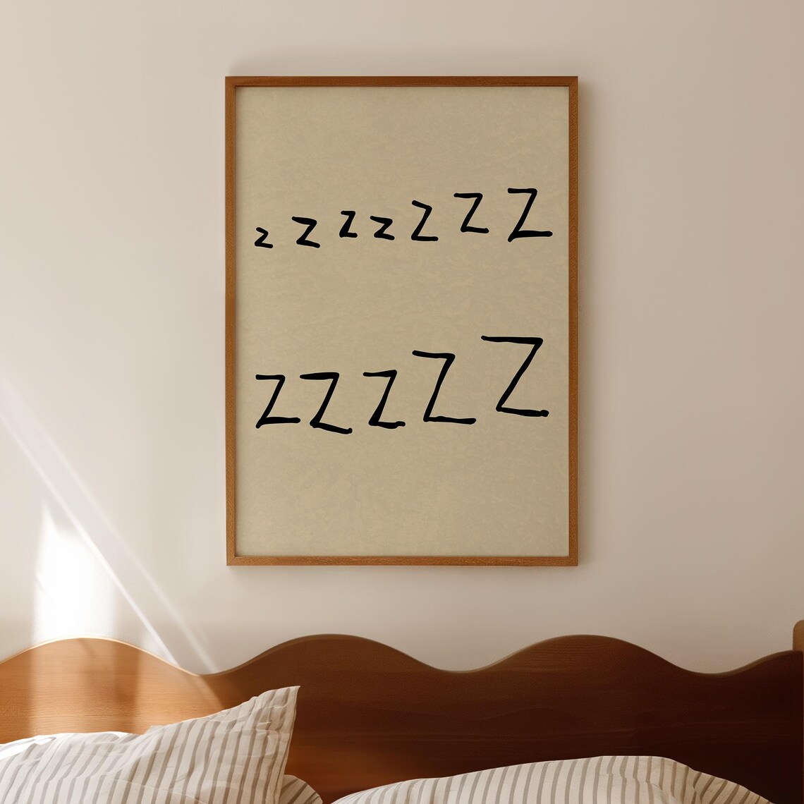 Handdrawn Zzz Sleep Text Minimalist Neutral Bedroom Funny Quote Poster