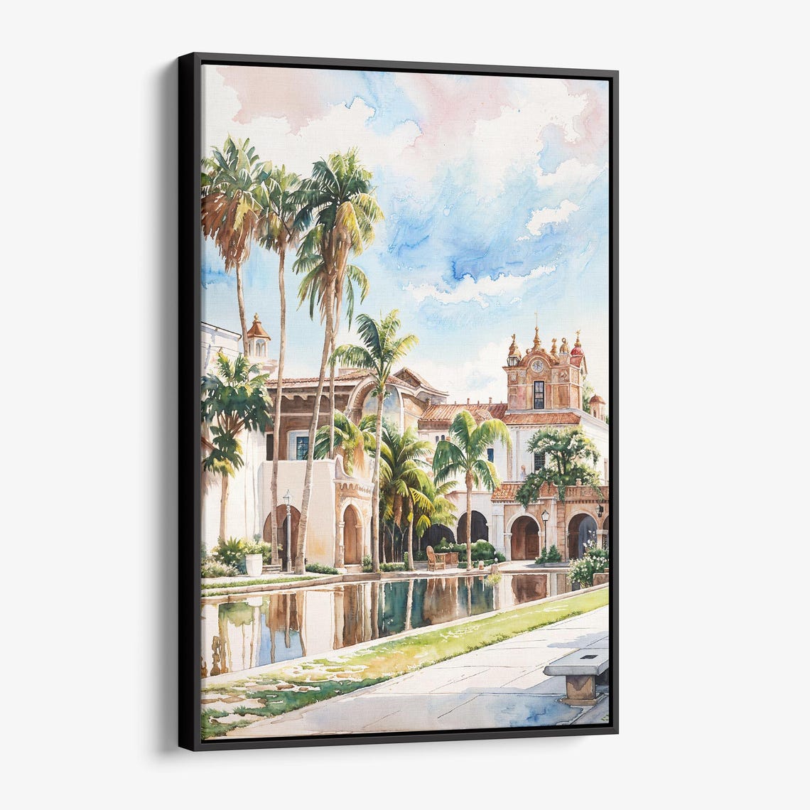 Balboa Park San Diego Spanish Colonial Watercolor Landscape Poster