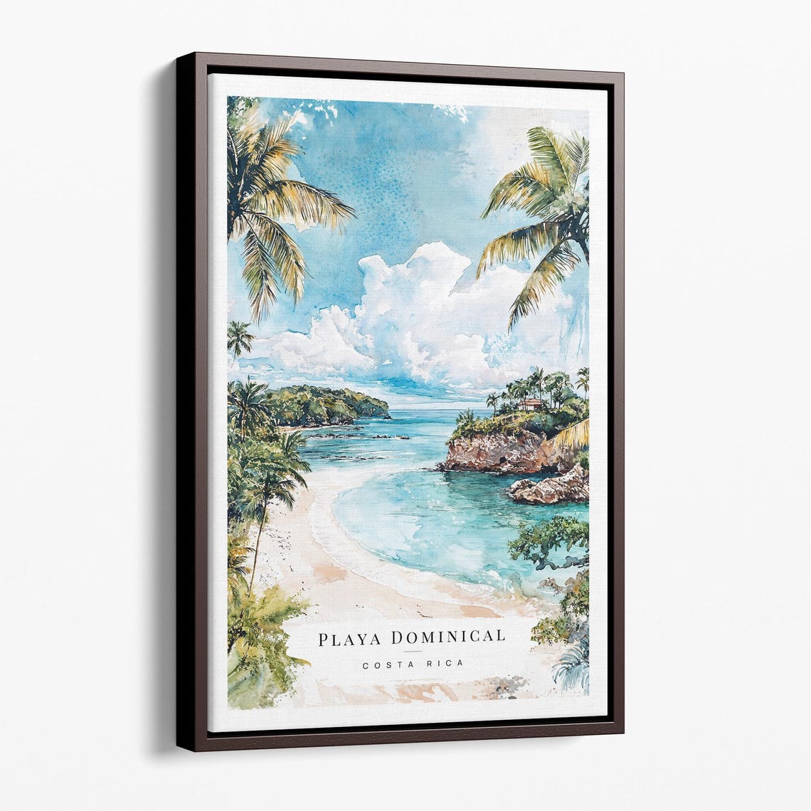 Playa Dominical Watercolor Canvas Art Print Tropical Beach Scene