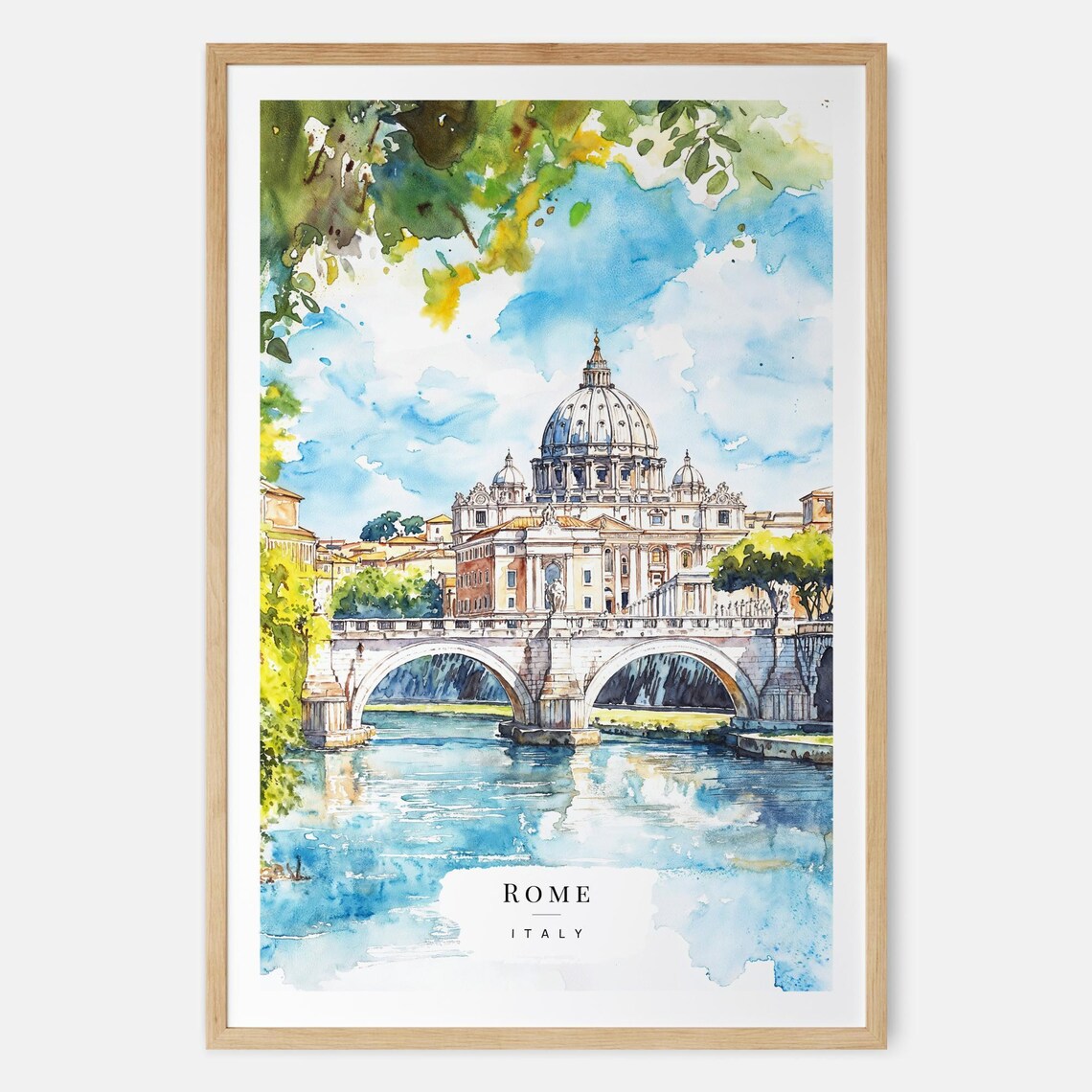 Rome, Italy Watercolor Art Print, St. Peter's Basilica