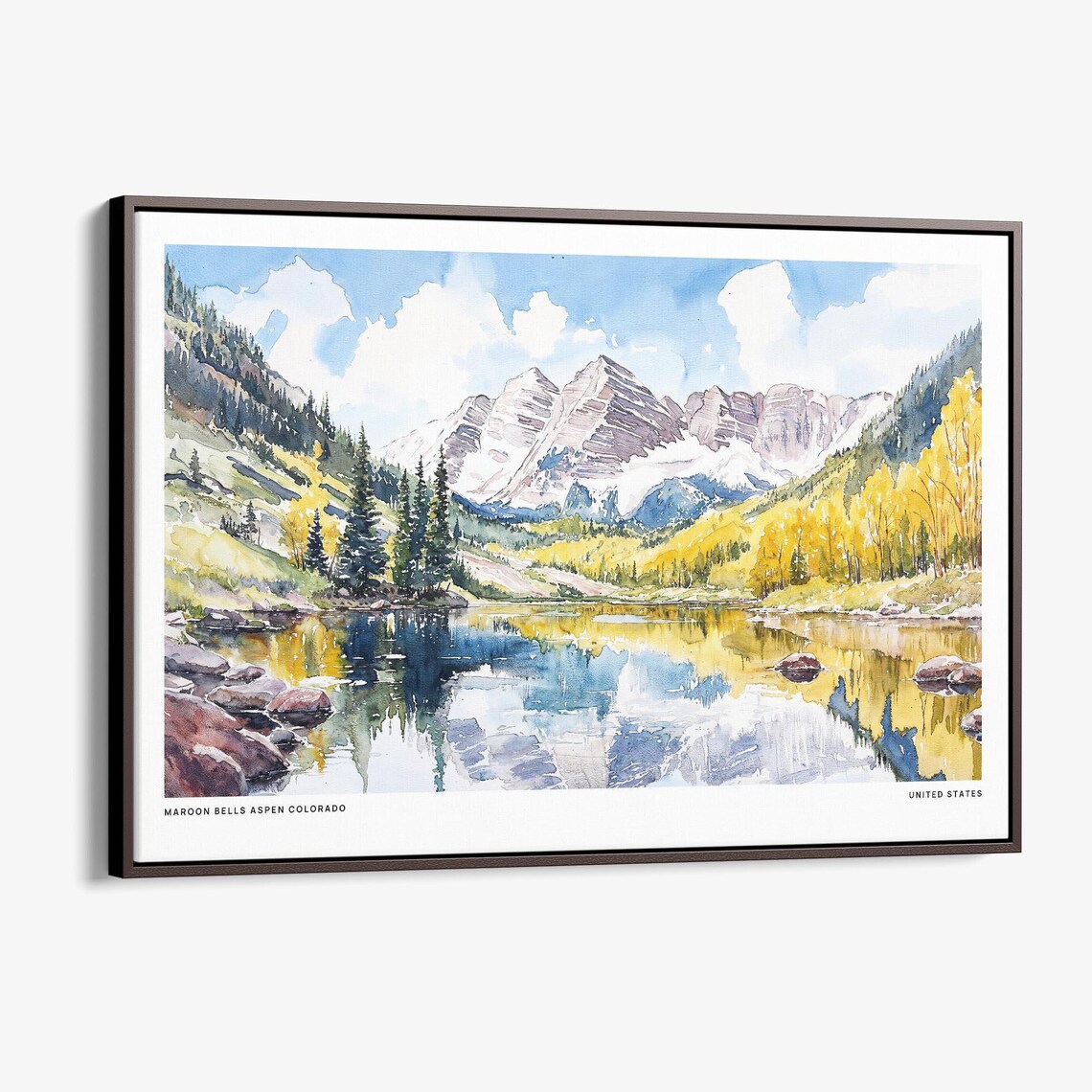 Maroon Bells Aspen, Colorado Watercolor Art Print