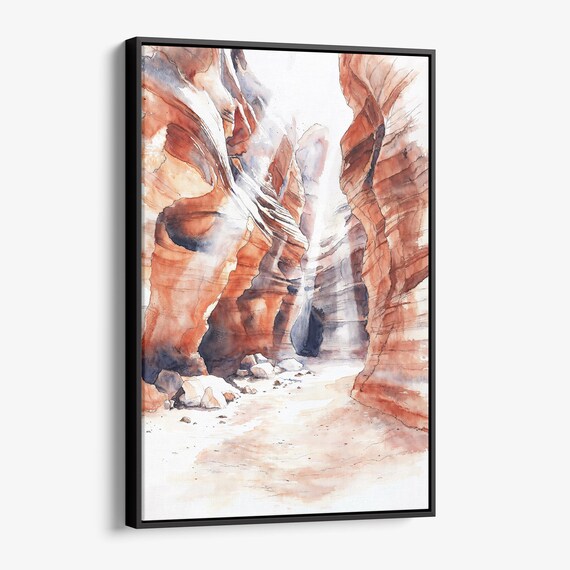 Antelope Canyon Canvas Print Watercolor Desert Landscape Wall Art
