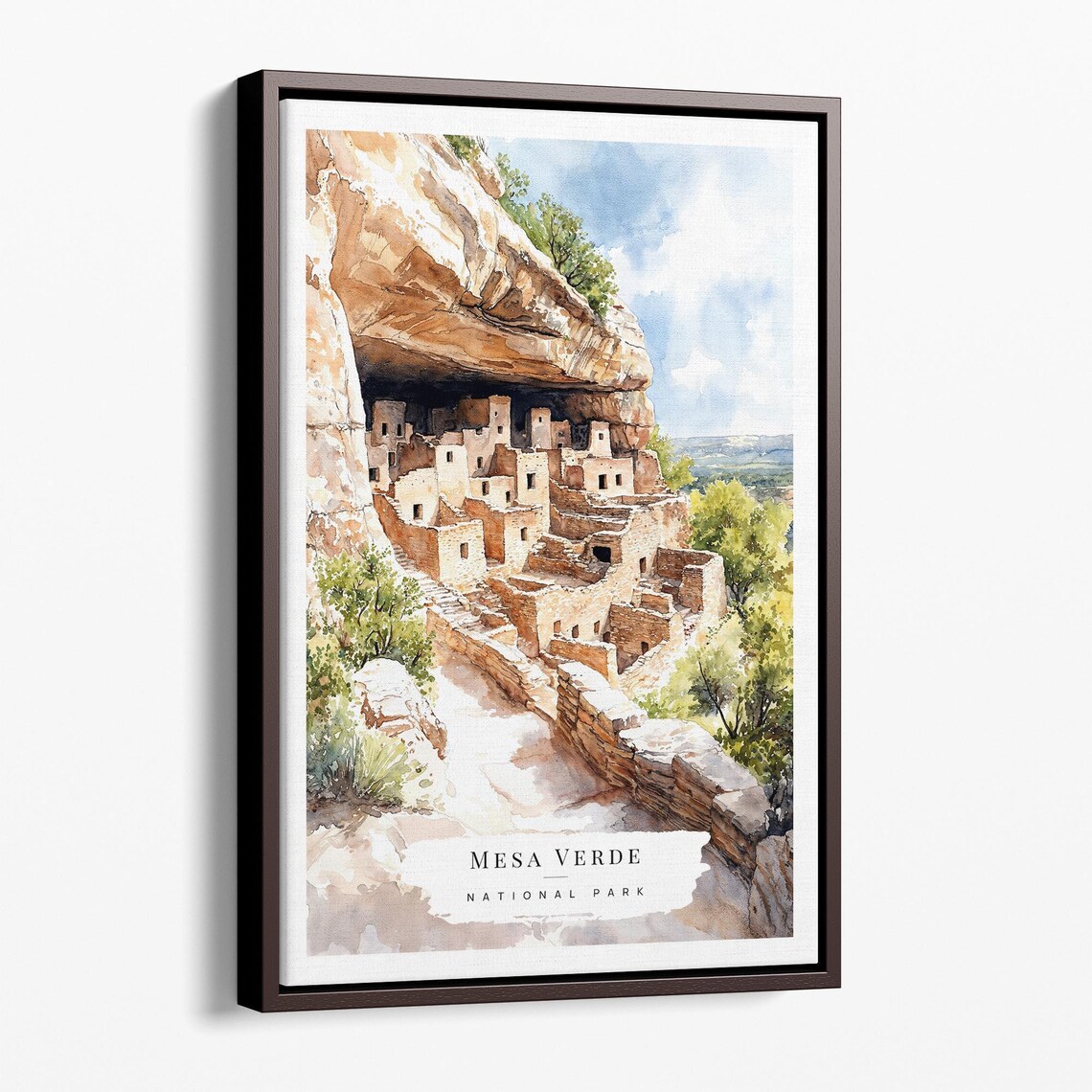 Mesa Verde National Park Cliff Dwellings Watercolor Travel Poster