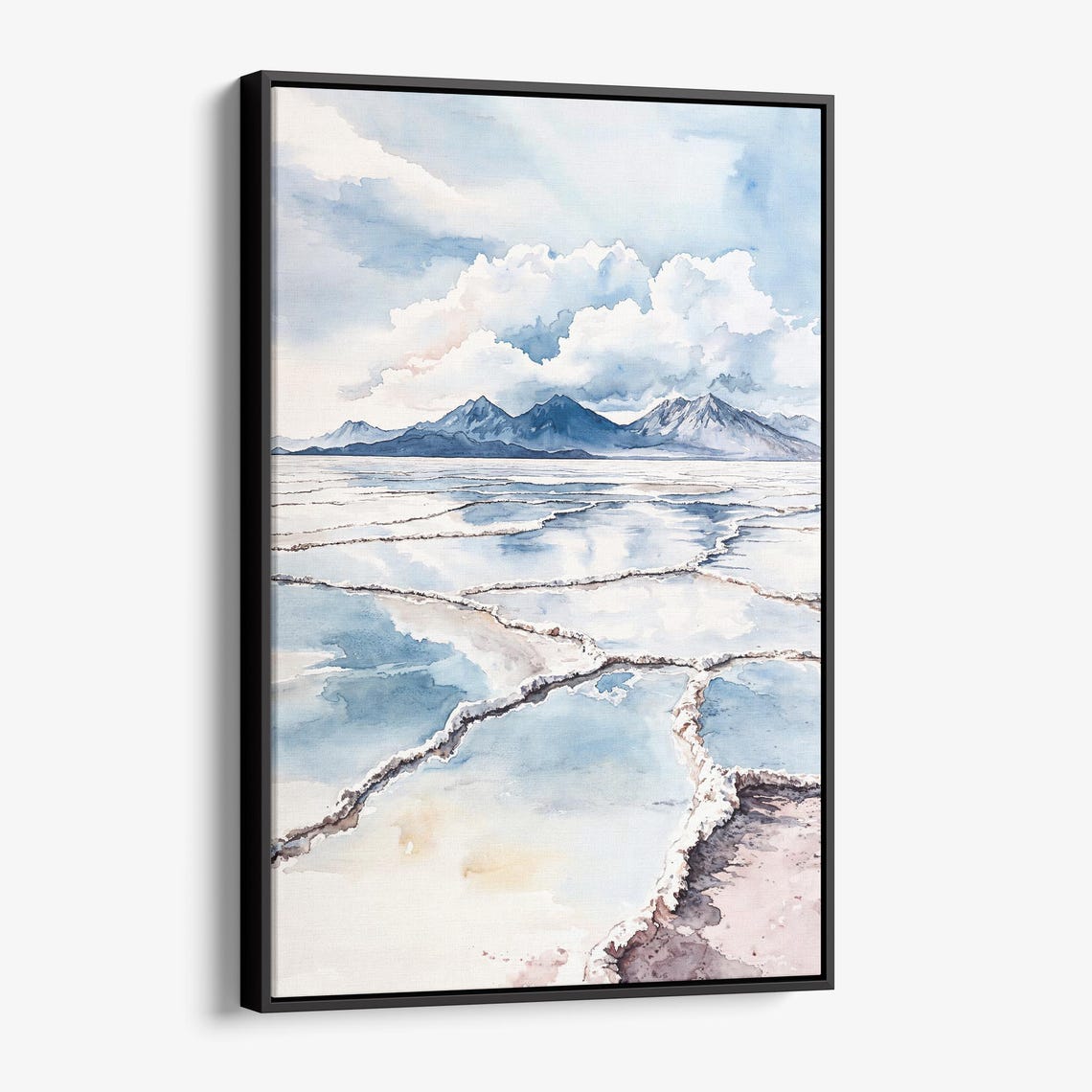 Salar de Uyuni Salt Flats Watercolor Bolivia Landscape Art Poster