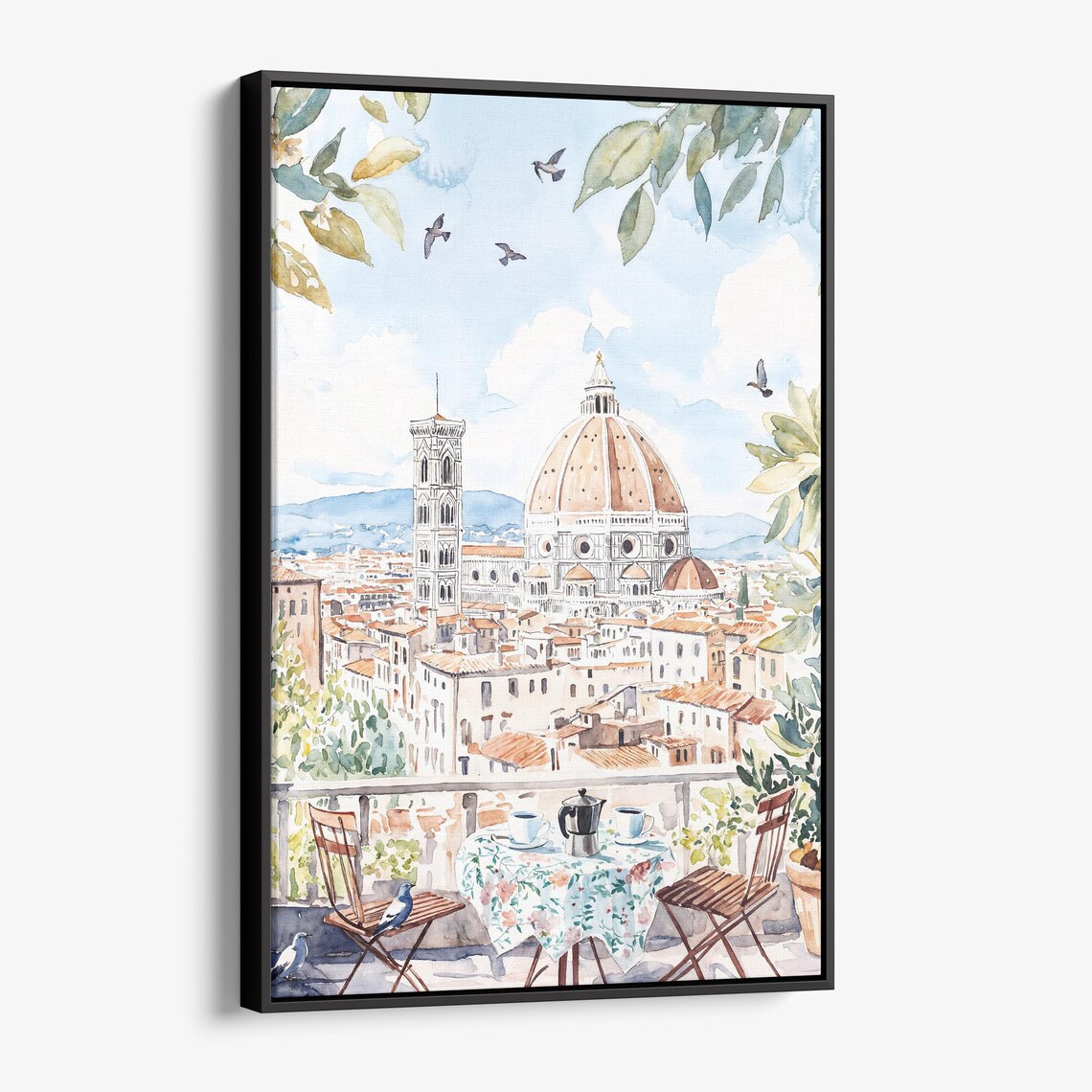 Florence Duomo Cathedral Italy Watercolor Terrace Art Poster