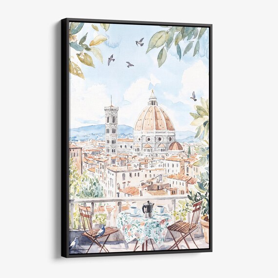 Florence Duomo Cathedral Italy Watercolor Terrace Art Poster