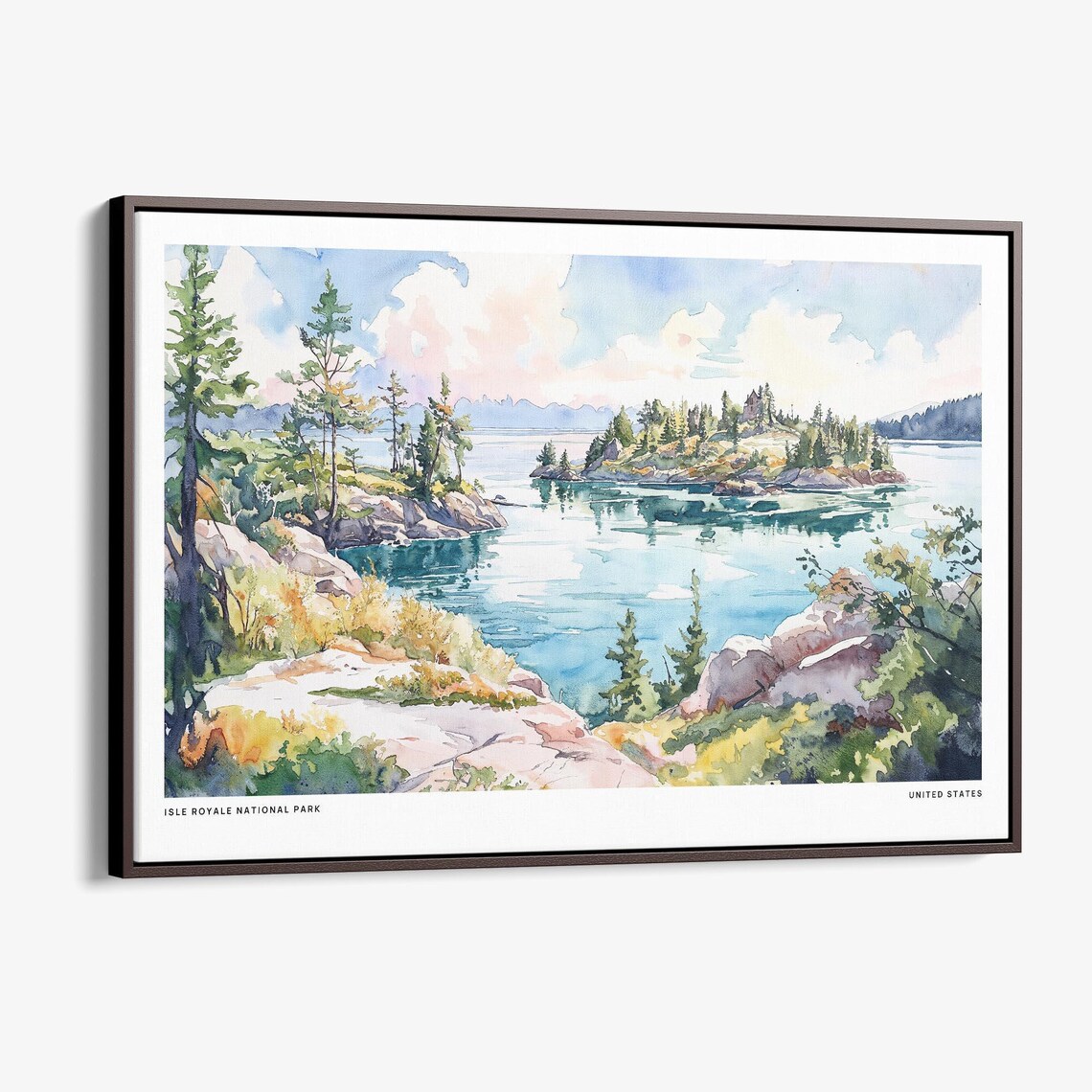 Isle Royale National Park Watercolor Lake Superior Islands Poster