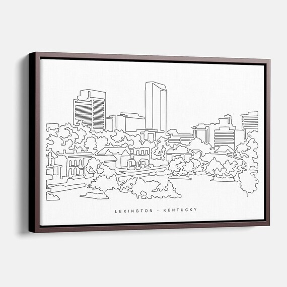 Lexington Kentucky Canvas Art Print With The Cityscape As Single Line Great Wall Decor Gift For New Home Or Job
