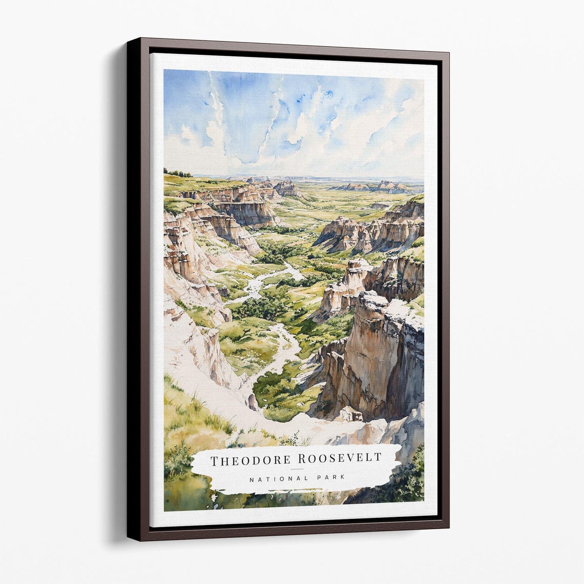 Theodore Roosevelt National Park Badlands Canyon Watercolor Poster