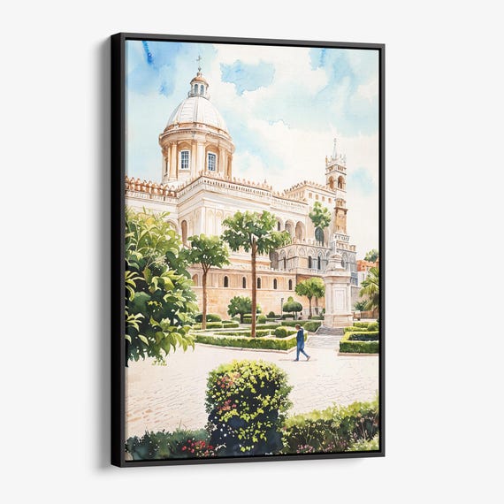 Palermo Watercolor Canvas Print Charming Italian Cityscape Wall Art