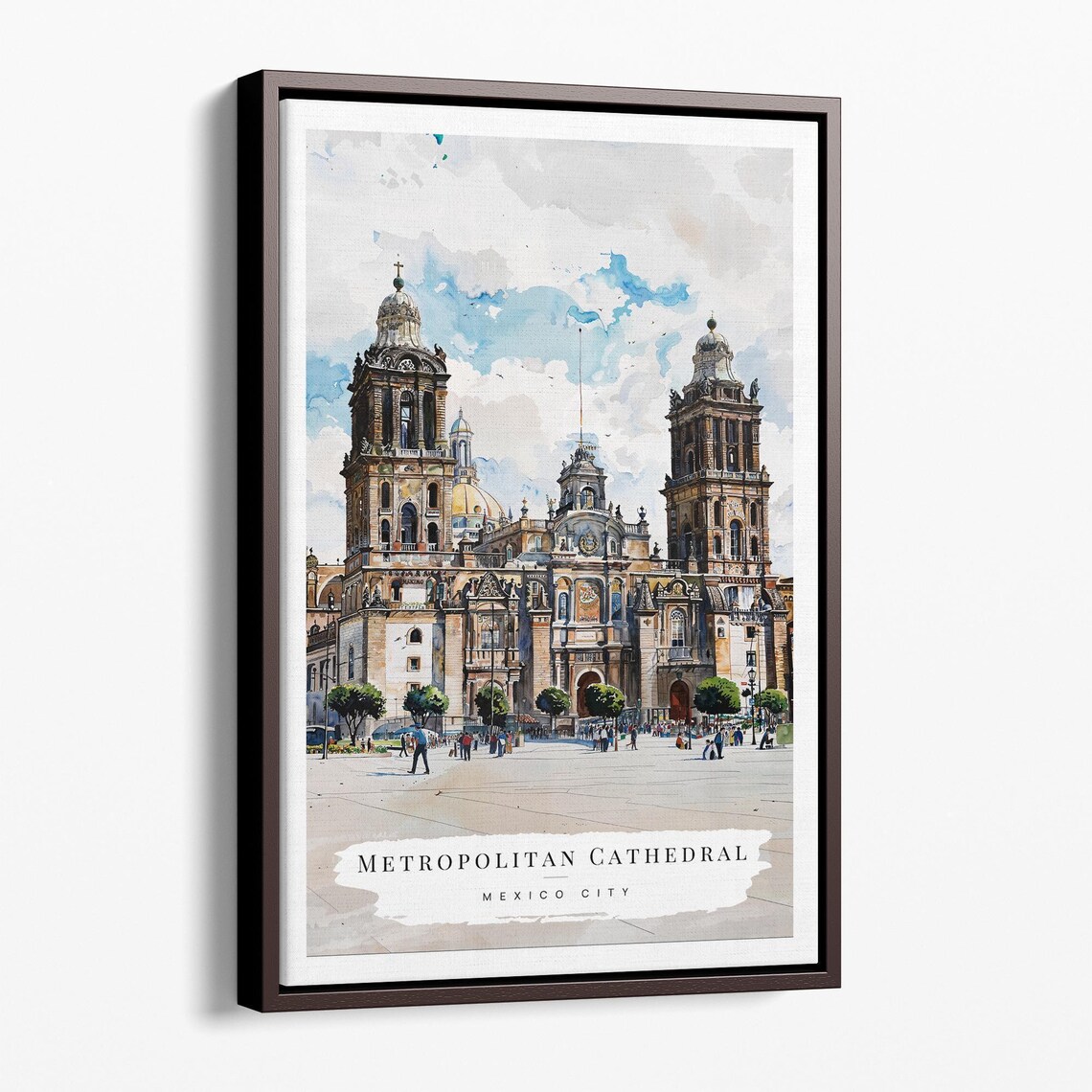 Metropolitan Cathedral Mexico City Watercolor Landmark Poster