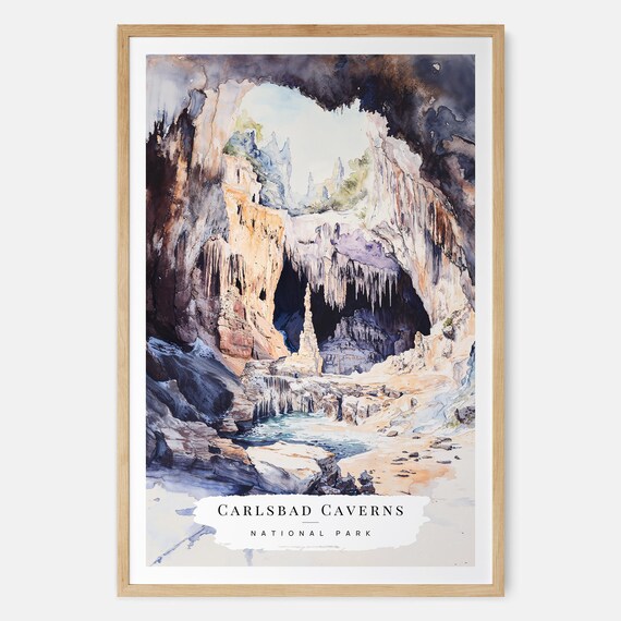 Carlsbad Caverns Cave Entrance Underground Stalactite Art Poster