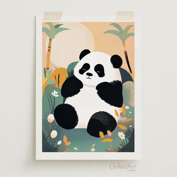 Sleepy Panda Nursery Print