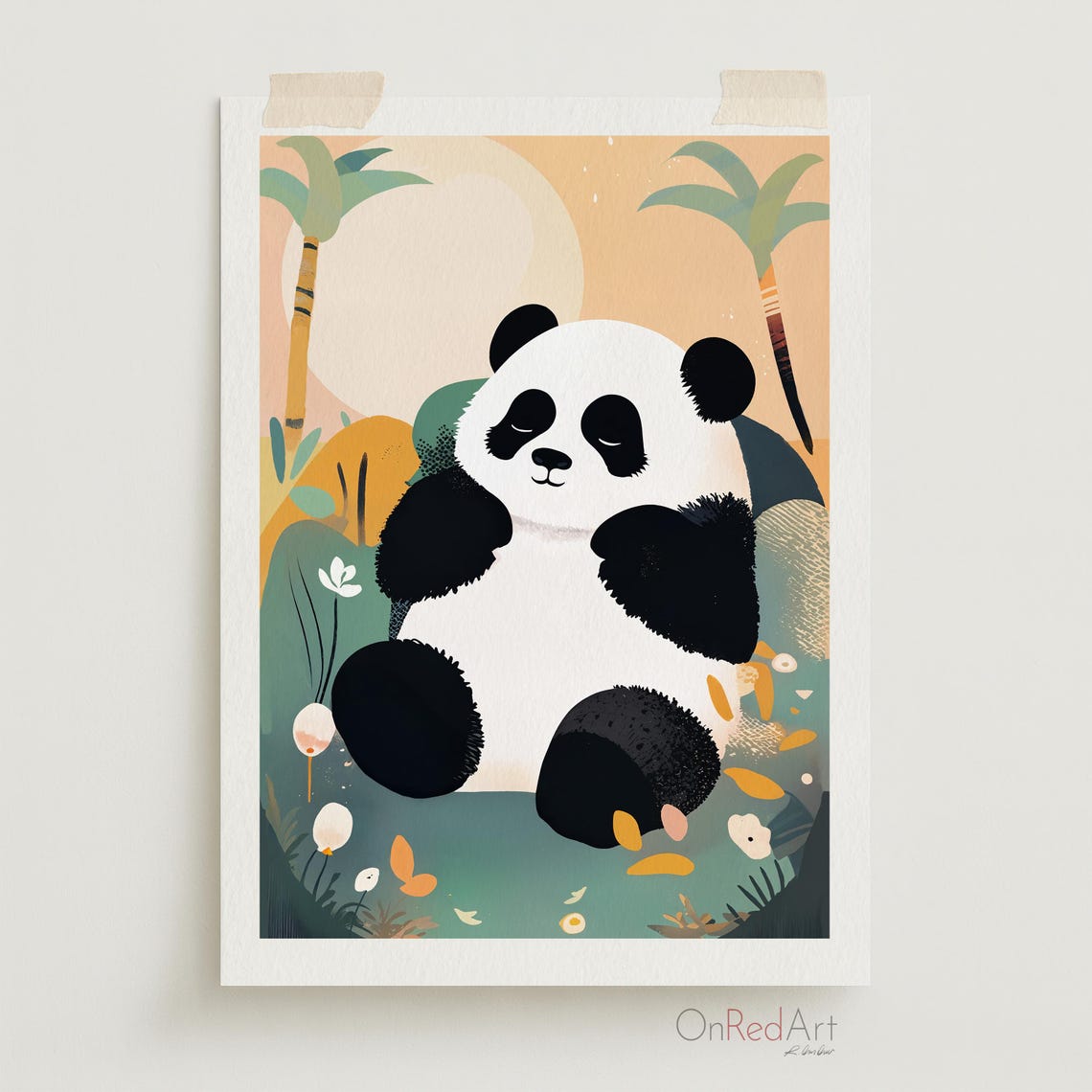 Sleepy Panda Nursery Print
