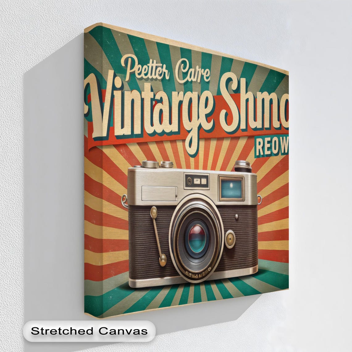 Vintage Film Camera Retro Sunburst Pop Art Style Canvas Print