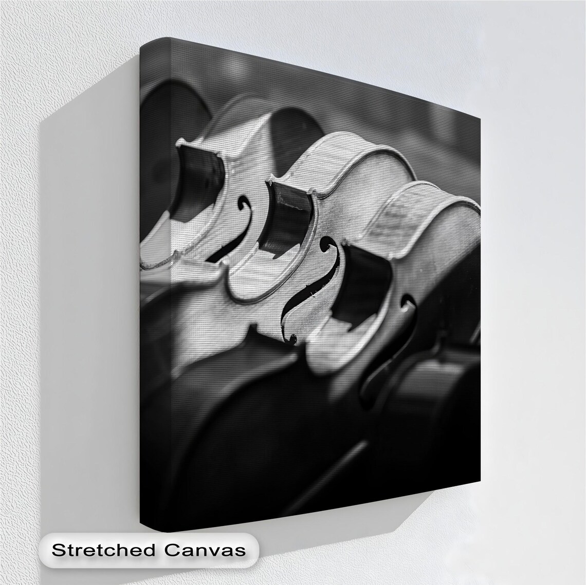 Violins Close Up Black And White Canvas Photography Music Decor Art Poster