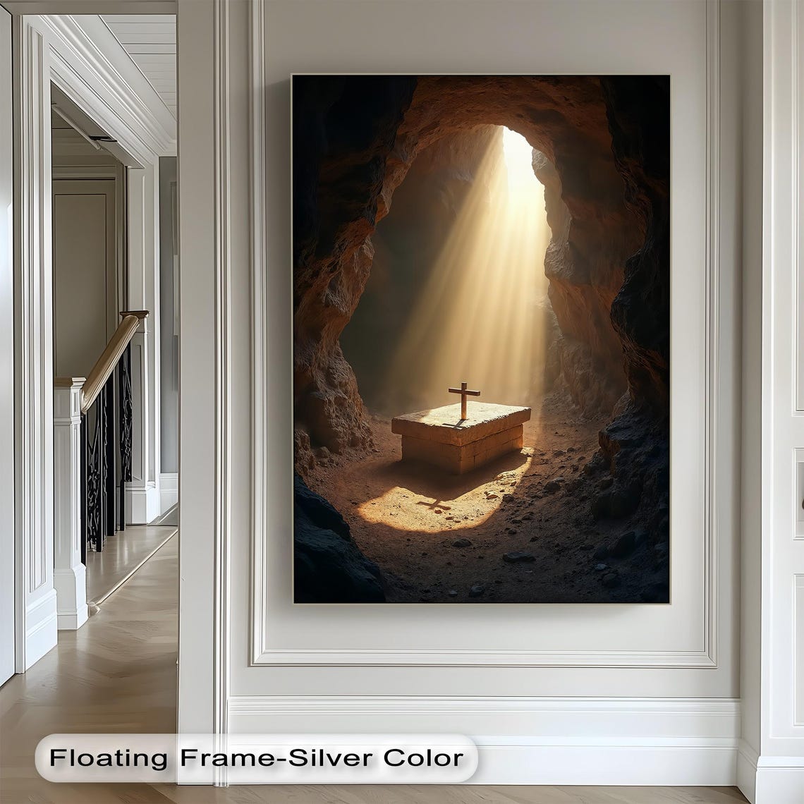 Empty Tomb With Cross Heavenly Light Easter Resurrection Wall Art