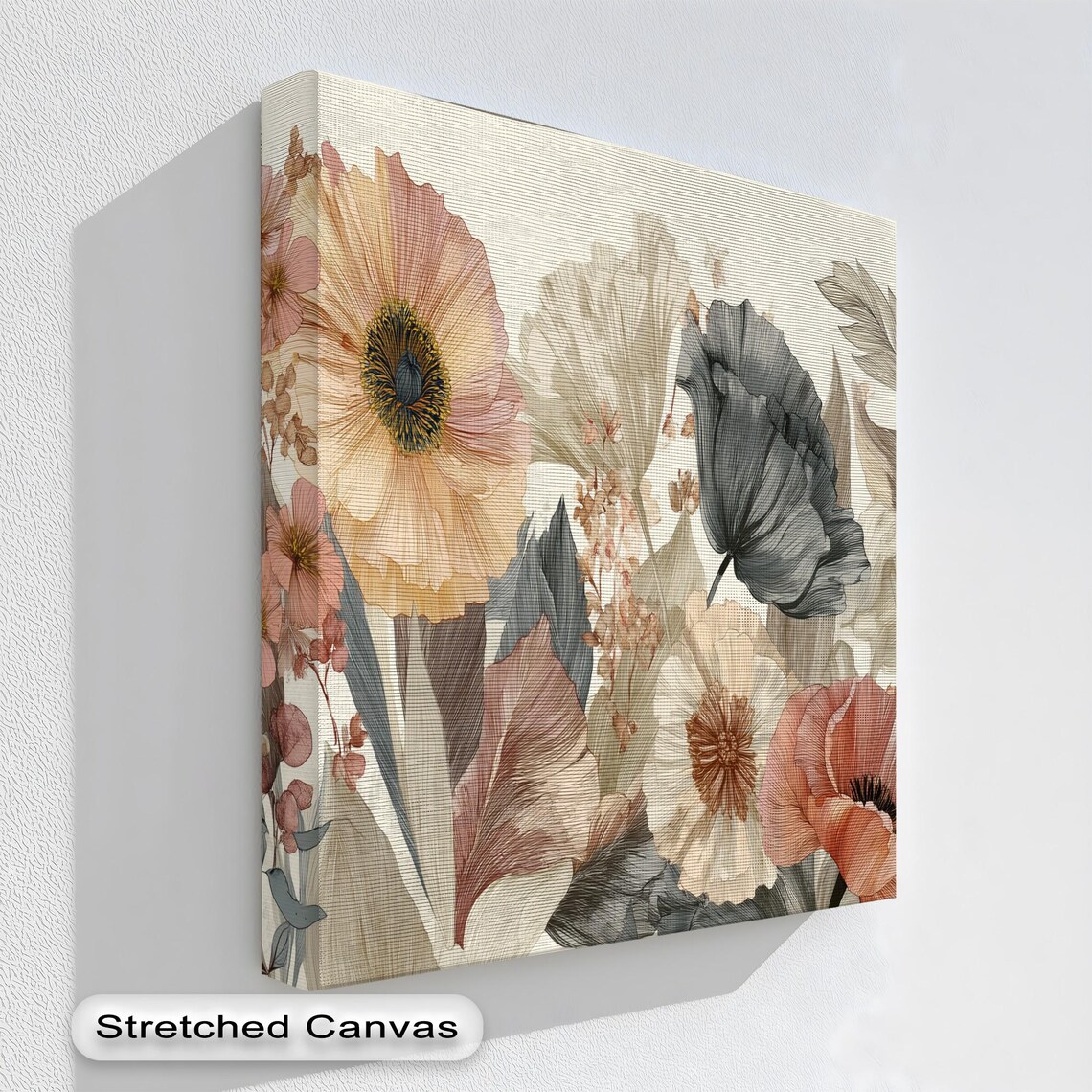 Neutral Floral Art Print, Beige Botanical Decor
