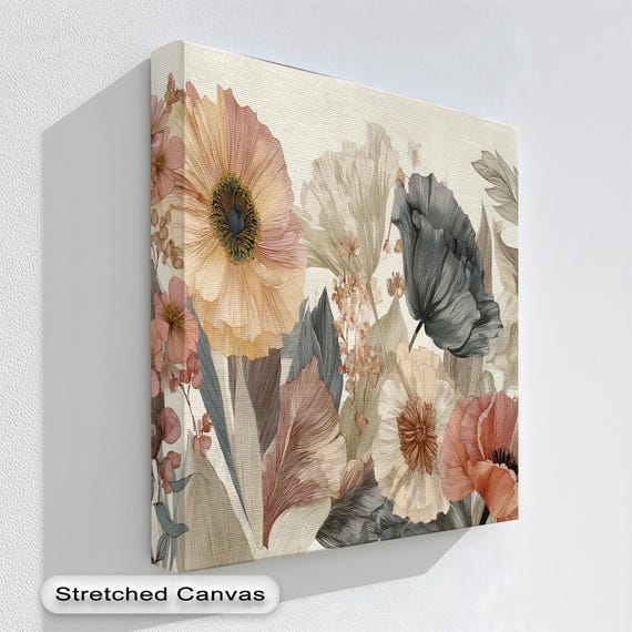 Neutral Floral Art Print, Beige Botanical Decor
