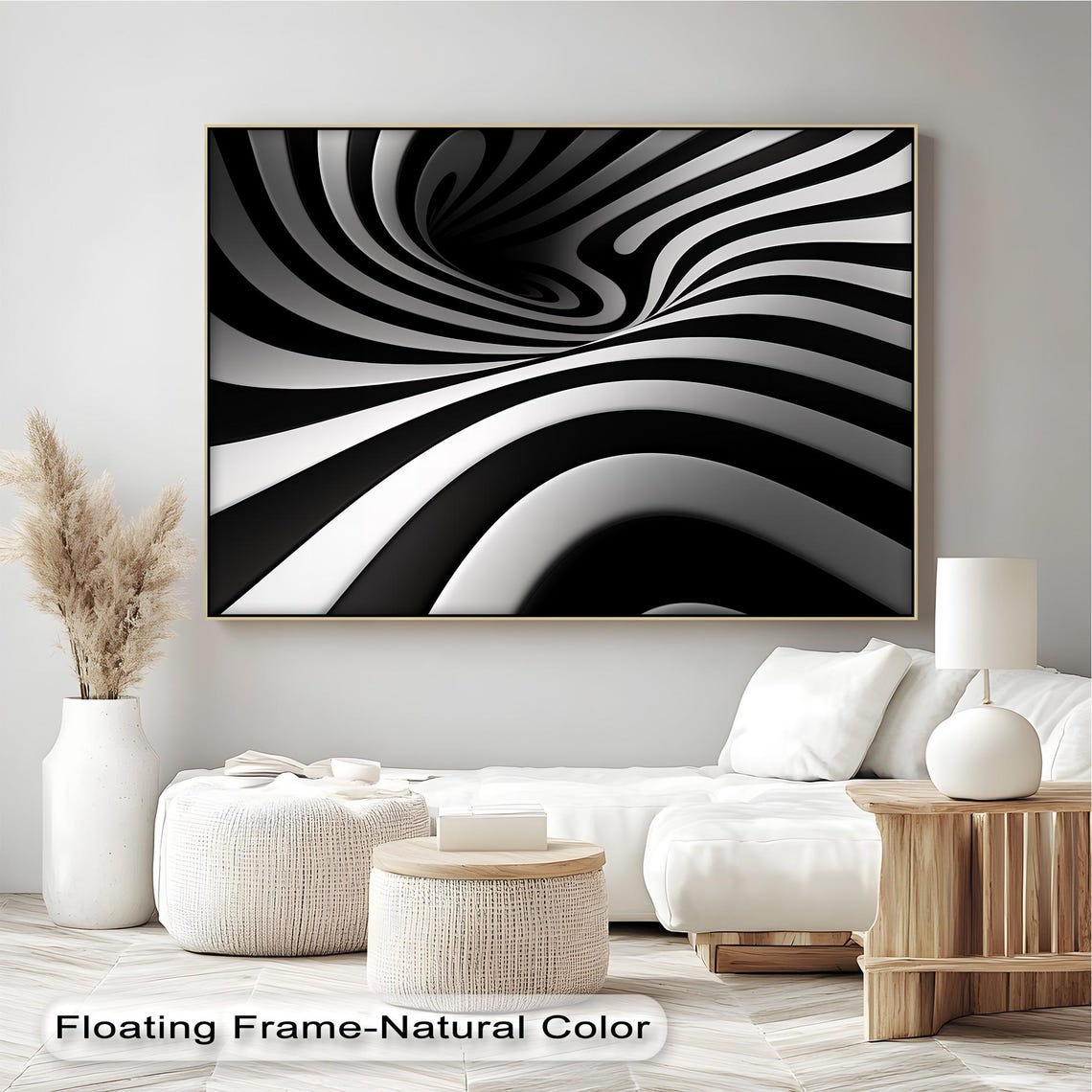 Black and White Swirling Optical Illusion Modern Abstract Poster