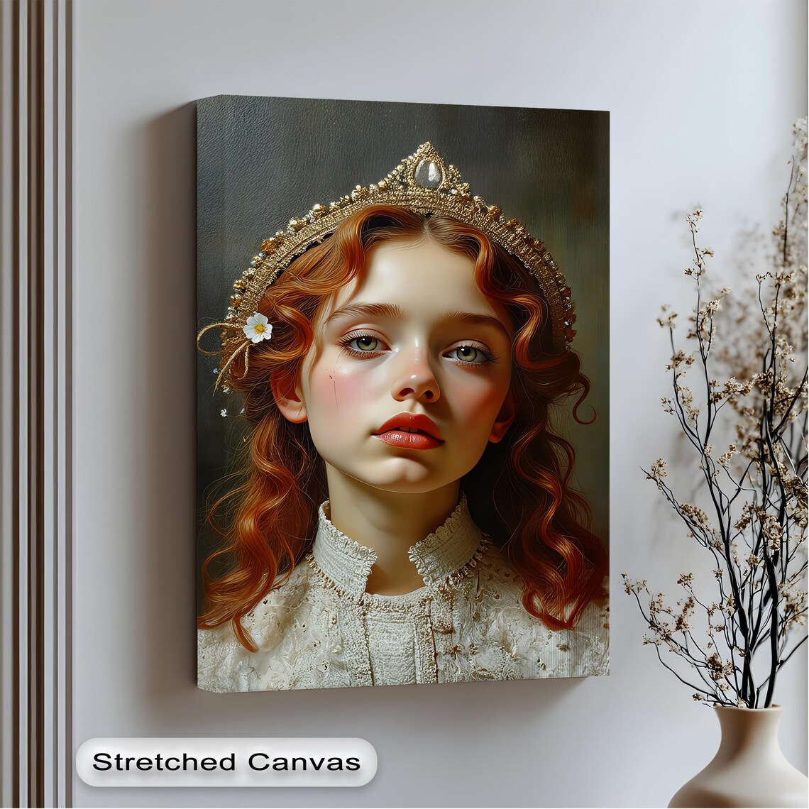 Redhead Princess With Tiara Vintage Style Portrait Art Poster