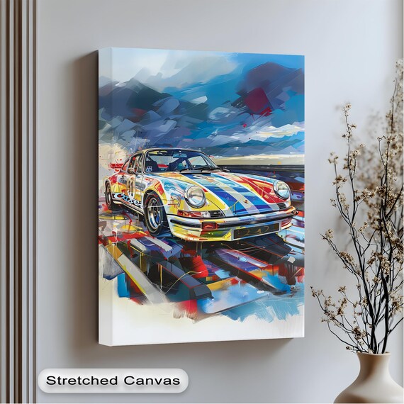 Vintage Race Car Art Abstract Track Highspeed Energy